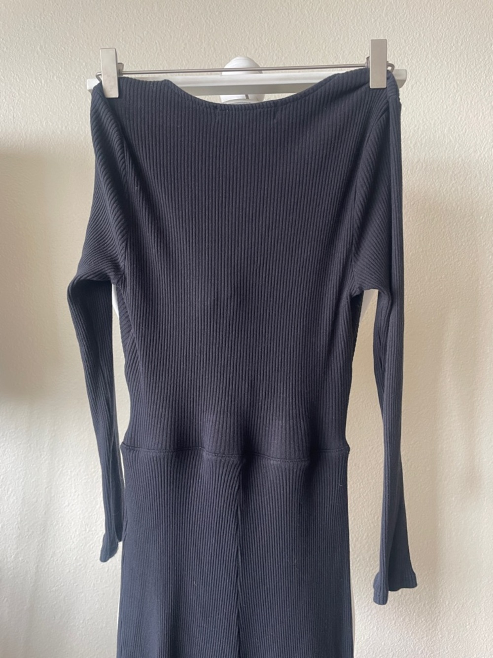 Free People FP Beach Black Ribbed Cutout Tie Front Cropped Jumpsuit Size S - Picture 7 of 8
